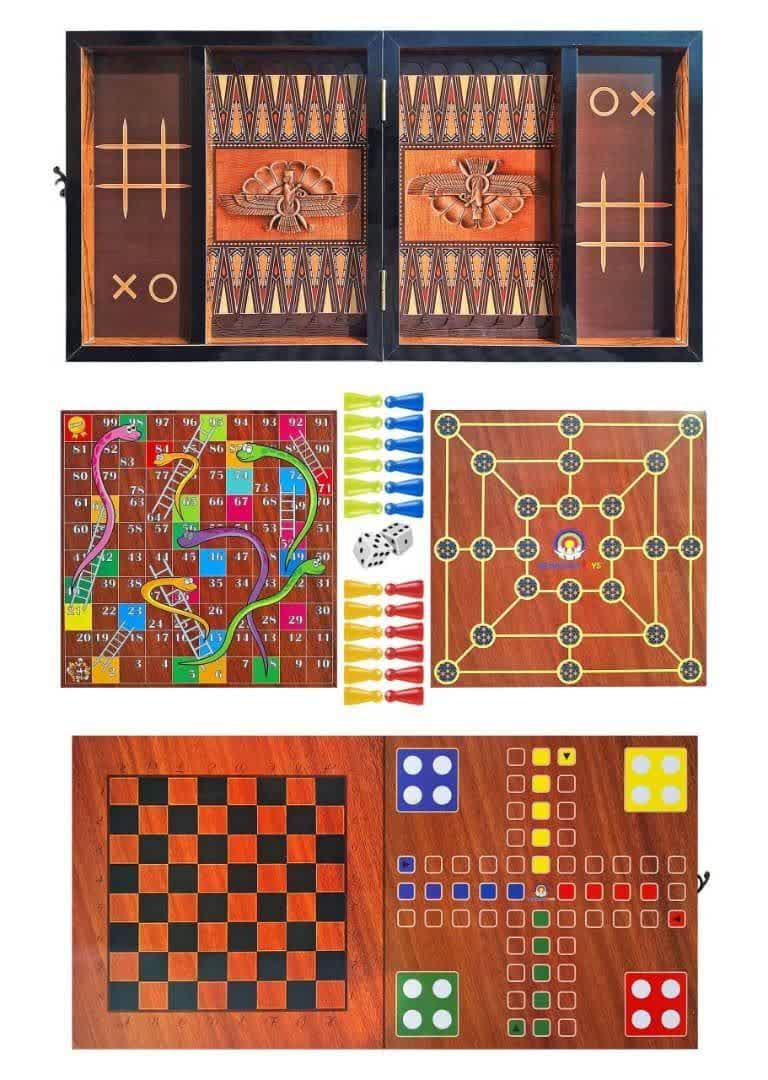 مجموعه7بازی چوبی جلد چرمی